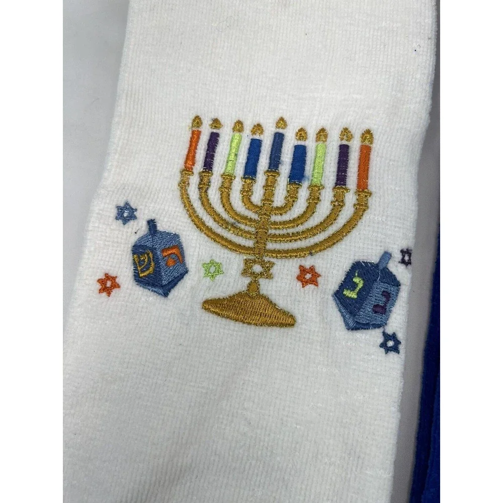 2 Pcs Set Rite Lite Chanukah Sparkle Printed Towel 1 White‎ & 1 Blue 24x15”